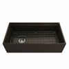 Bocchi Contempo Workstation Apron Front Fireclay 36 in. Single Bowl Kitchen Sink in Matte Brown 1505-025-0120